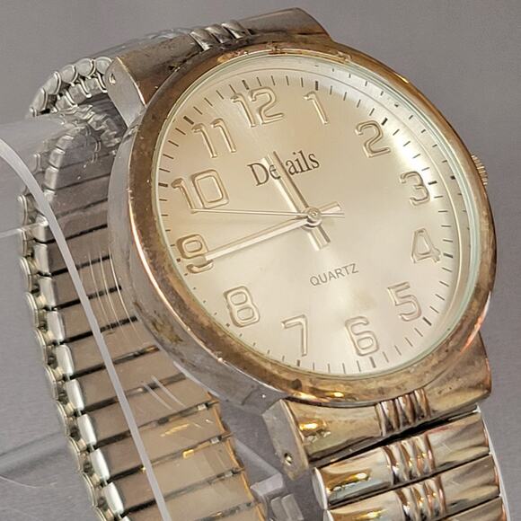 Details Mens Quartz Watch Silver Dial Expansion Band Stainless Steel Back Tested - Picture 8 of 15